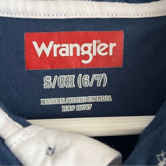 Wrangler Kid's Navy Blue Tropical Print Polo Shirt - Picture 5 of 7